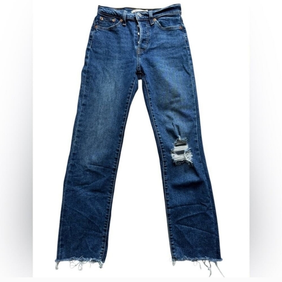 Levi's wedgie straight women's jeans size 25 color blue used excellent Condition - Picture 1 of 11